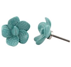 Sea Green Dot Flower Knob